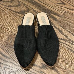 Black synthetic sock rubber outsole pointy mule